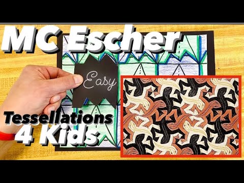 How to Make MC Escher Tessellations - Art Project Easy for Kids #tessellations #mrschuettesart