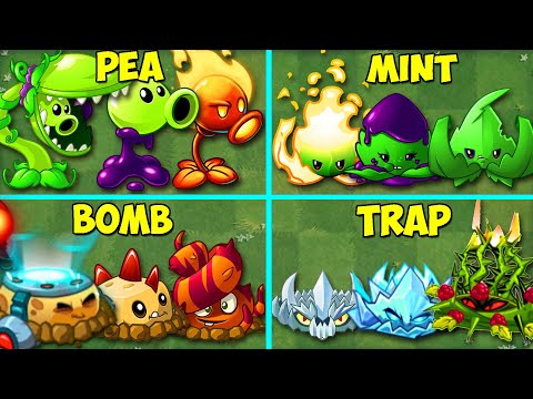 Team PEA x MINT x BOMB x TRAP Battlez - Who Will Win? - PvZ 2 Team Plant Vs Team Plant