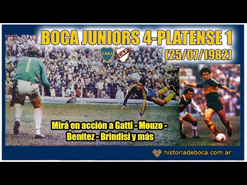 Gatti, Mouzo y Brindisi vs. Platense en 1982