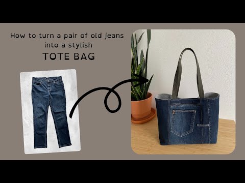 FREE PATTERN ~ Learn How to turn a pair of Old Jeans into a stylish Tote Bag.