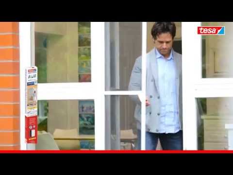 tesa Fliegengitter Alurahmen für Türen, Rahmenfarbe: weiß