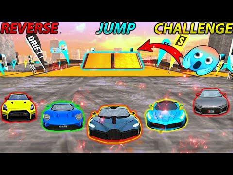 Car Stunt Races Mega Ramp - 5 Pro Cars Reverse 😯 Jump Challenge | Reverse Jump Challenge 5 Pro Cars