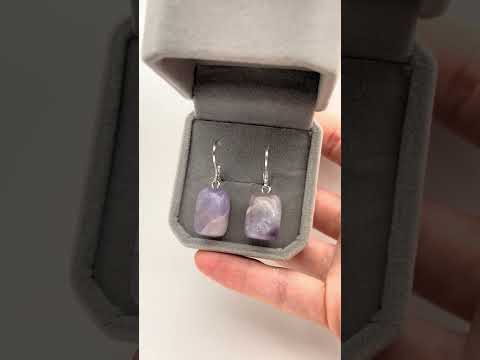 Подарок девушке Серьги серебро с натуральным камнем Флюорит природной формы в Подарочной коробочке - фото 2 - id-p2542024268