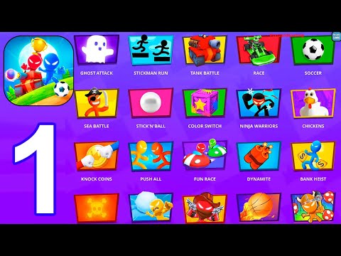 Stickman Party: 1 2 3 4 Player Games Free - Gameplay Walkthrough Part 1 - All Mini Games (Android)
