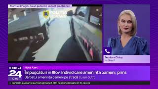 Individ care amenința cu un cuțit pe o stradă din Ilfov, prins cu focuri de armă.