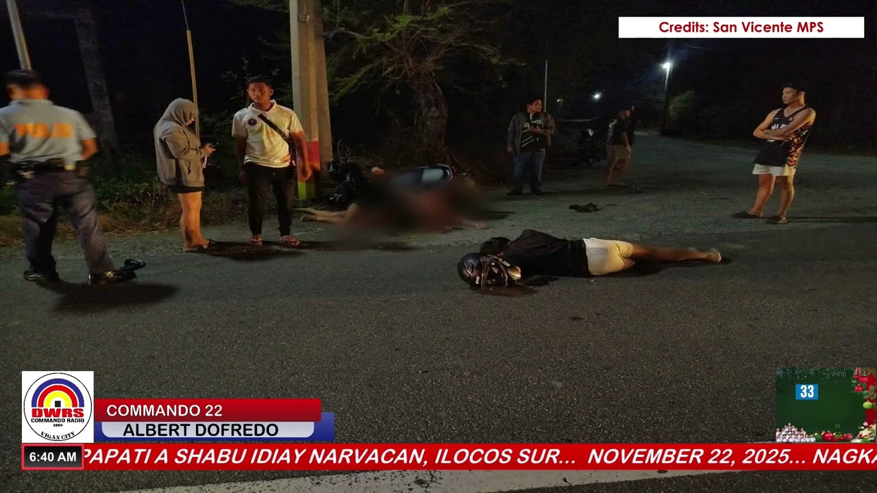 NAGKAKALUBBON TI MOTORSIKLO NADISGRASYA, DUA TI NATAY IDIAY SAN VICENTE