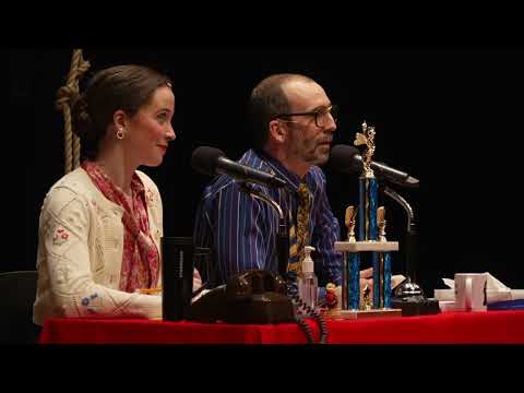 Trailer imagery for The 25th Annual Putnam County Spelling Bee featuring quirky cast snapshots and school-gym visuals