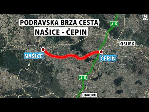PODRAVSKA BRZA CESTA: Pregled dionice NAŠICE - ČEPIN