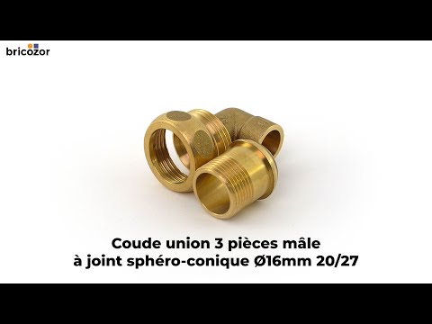 Coude union - laiton- 3 pièces mâle à joint sphéro-conique ANQUIER