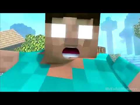 Fat herobrine screams because a villager is drinking orange juice