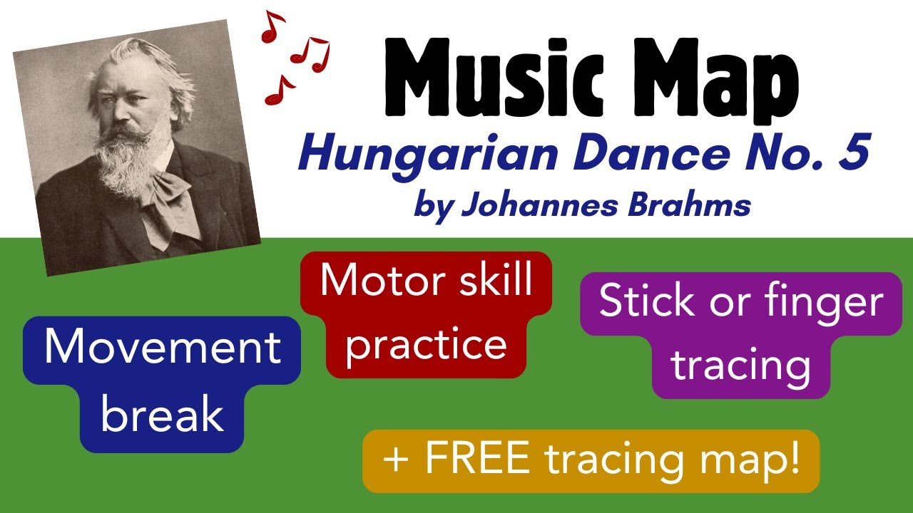 Musical Tracing Map - Brahms Hungarian Dance No. 5 - Brain Break and Movement Activity