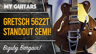 Video thumbnail for Gretsch G5622T semi hollow with bigsby. A unique look and feel within a sound of its own. by The Guitar Effect