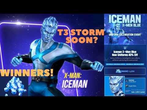ICEMAN X-Man Blue Uniform! STORM T3 Soon? Crystal Coupon Winners - Marvel Future Fight