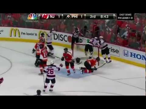 David Clarkson off a loose puck  New Jersey Devils versus Philadelphia Flyers Game 2 5/1/12