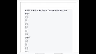 APEX NIH Stroke Scale Group A Patient 1 6  APEX NIH Stroke Scale Group B Patient 1 6