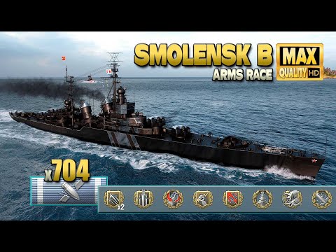 Cruiser Smolensk B: 4400 base XP game in Arms race battle - World of Warships