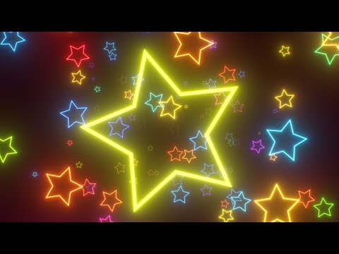 Neon Star Shape Rainbow Fluorescent Glow LED Lights Shine Fly Forward 4K Video Effects HD Background