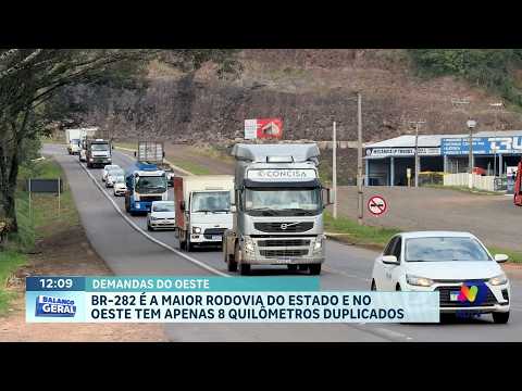 BR-282 é a maior rodovia do estado e no Oeste tem apenas 8 quilômetros duplicados
