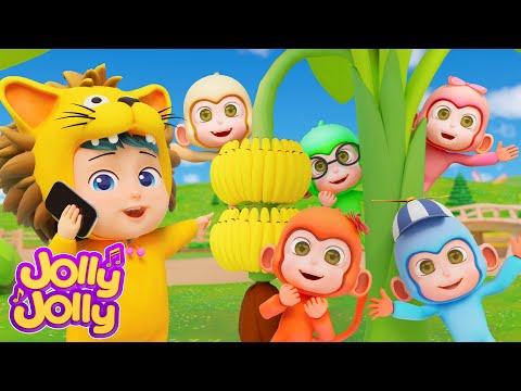 Five Little Monkeys Jumping On The Tree + More | Jolly Jolly - Kids Songs