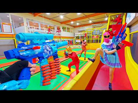Nerf War | Amusement Park Battle 140 Nerf First Person Shooter
