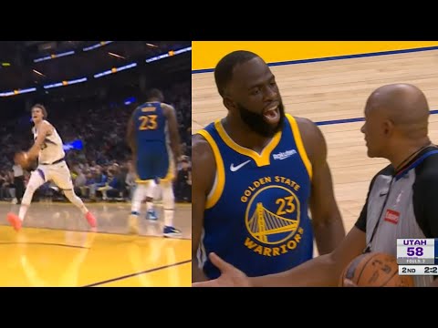 Draymond Green schreit den Schiedsrichter an, als Lauri zum Dunk ansetzt und wird daraufhin des F...