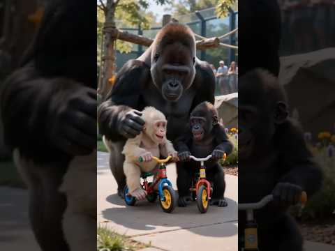 Big Brother Took the Bike... Mama Gorilla's Surprise Changed Everything! 🦍🚲❤️ #shorts
