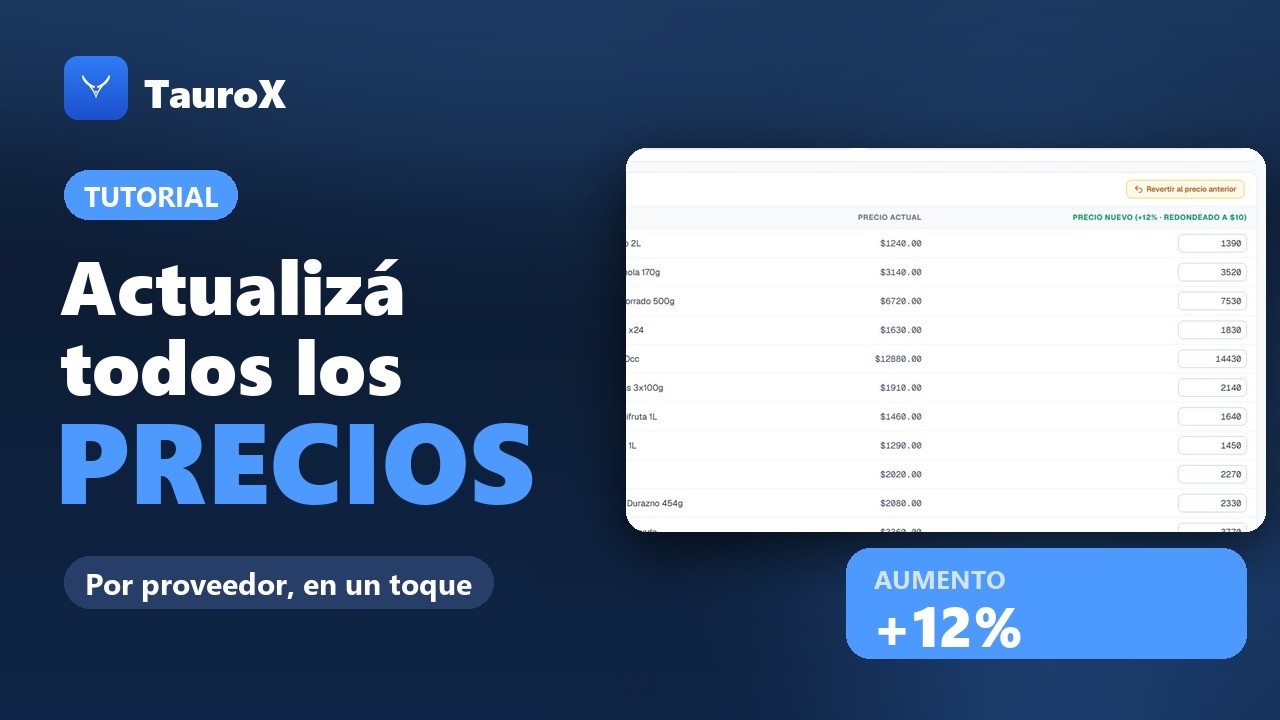 Cómo actualizar todos los precios de un proveedor (aumento masivo)