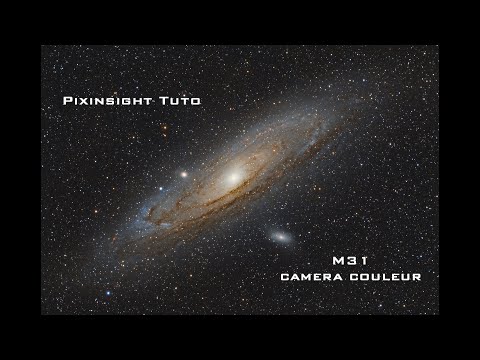 Traitement Pixinsight M31 (Andromède) à la caméra couleur et filtre Optolong L-pro