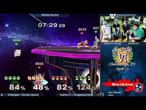 SCS6 - KOKingpin + Rooster (green) vs DairDev1L + Googlyeyed (red) - Melee Doubles
