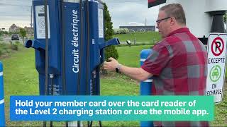 Charging a Tesla at a Level 2 charging station