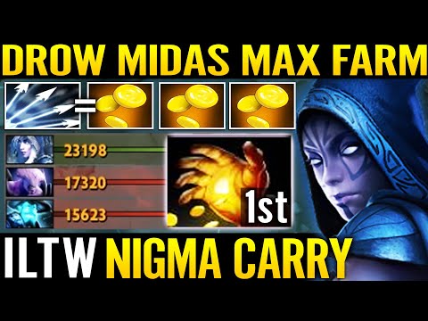 NIGMA ILTW [Drow Ranger] Midas 1st Item - New Meta Farming Pro Carry 7.29 Dota 2 Guide