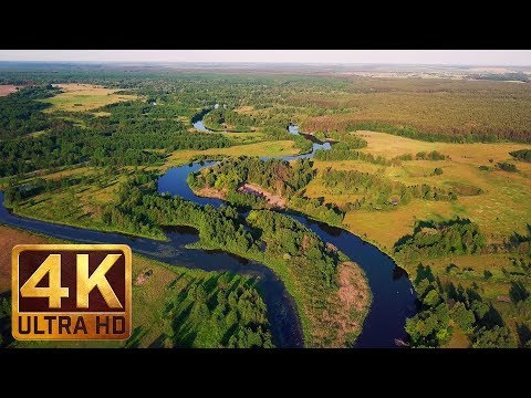 30 min - 4K Drone Aerial Footage - Relax Video with Soothing Music - Charming Ukrainian Rivers