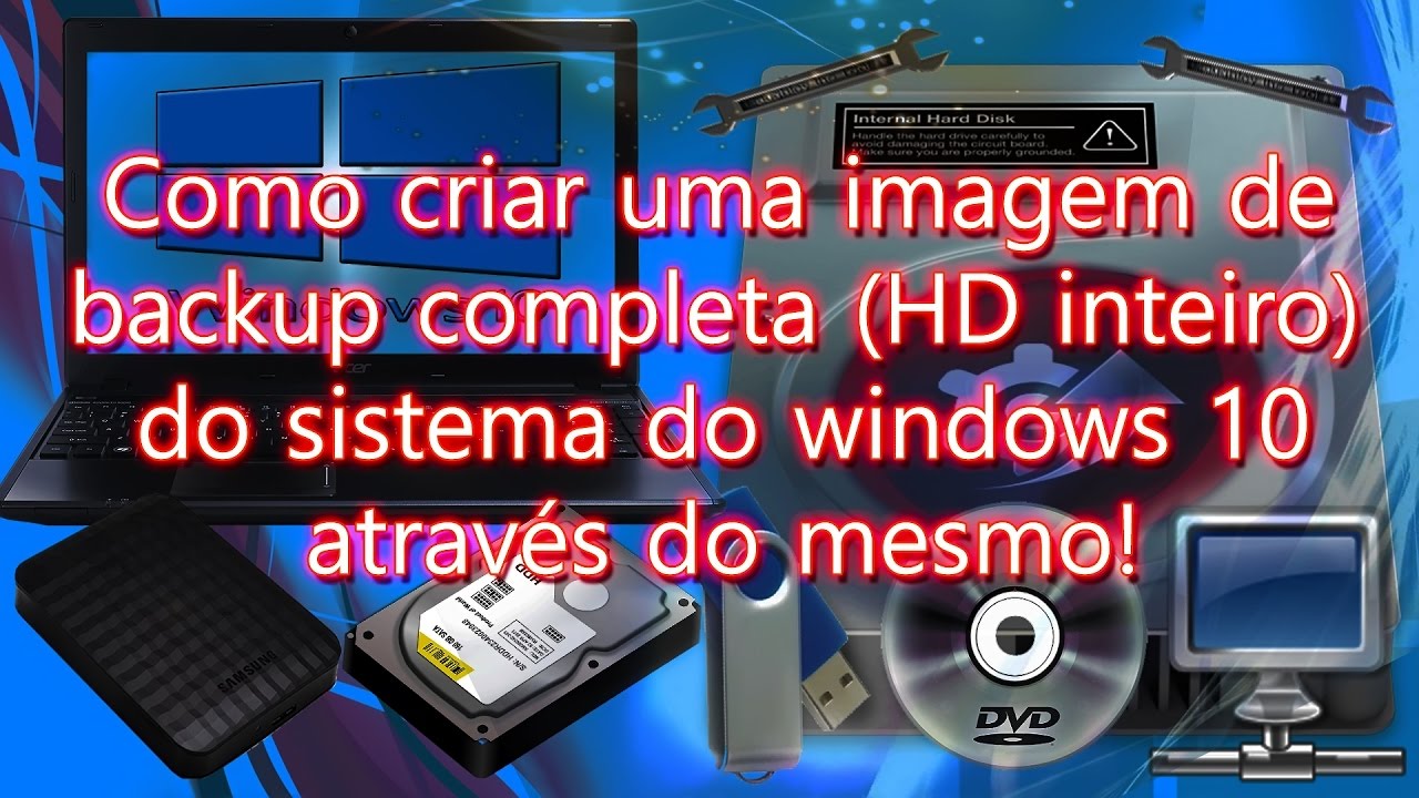 Como criar uma imagem de backup completa(HD inteiro) do sistema do windows 10 através do mesmo!