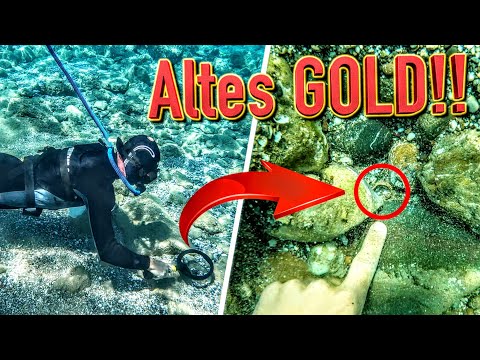 Wertvoller GOLD Fund beim Tauchen mit Metalldetektor (Schatzsuche & Sondeln Unterwasser auf Kreta)