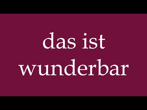 How to Pronounce ''das ist wunderbar'' (that is wonderful) Correctly in German