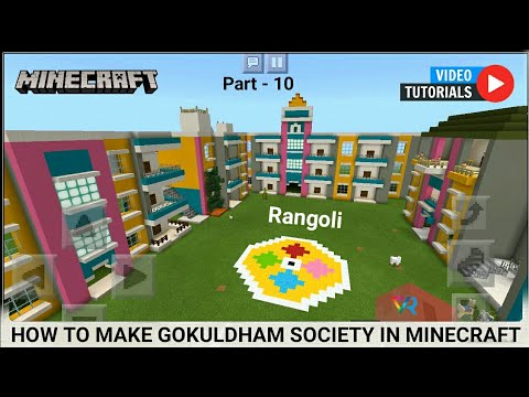 VR Creativity - Tutorial - How to make Gokuldham Society in Minecraft (Part - 10 Compound Rangoli and Sitting area)