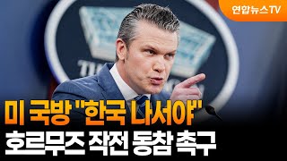 미 국방 한국 나서야…호르무즈 작전 동참 촉구 / 연합뉴스TV (YonhapnewsTV)