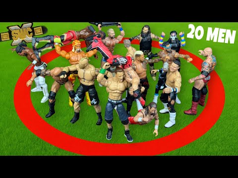 20 MAN Last To Leave The Circle Battle Royal | WWE Action Figure Match!