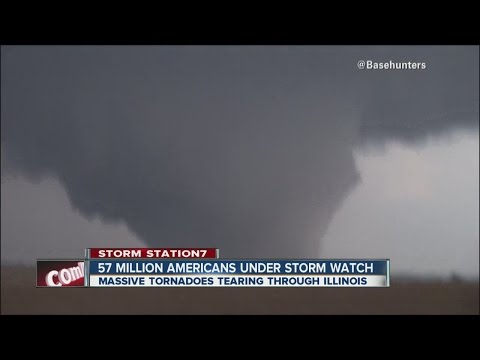 Large tornado causes damage in Illinois