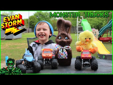 ⚡Monster Truck Monday ⚡Monster Trucks VS Chocolate Easter Bunny - GRAVE DIGGER - EL TORO LOCO- MAX D