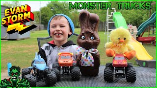 ⚡Monster Truck Monday ⚡Monster Trucks VS Chocolate Easter Bunny - GRAVE DIGGER - EL TORO LOCO- MAX D