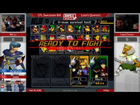CFL Smackdown 164 Melee - MrLz (Marth) vs Liquid`Crunch (Fox) - Losers Semis