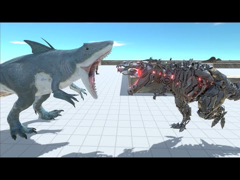 KING SHARK DEATH RUN vs TEK REX - Animal Revolt Battle Simulator