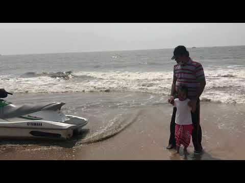 Sumedha enjoying splashing water at the Juhu beach