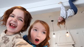 ADLEY is UPSiDE DOWN TRiCK!! Fun Snow Day, Sledding, Snowboarding and dad's Family Birthday Party