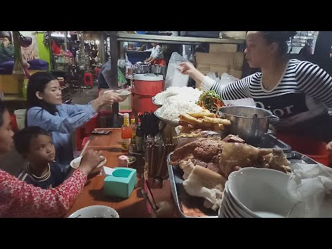 Eating Breakfast At Deum Thkouv Market - Breakfast Food View In Cambodian Market