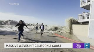 Massive waves pound California coast
