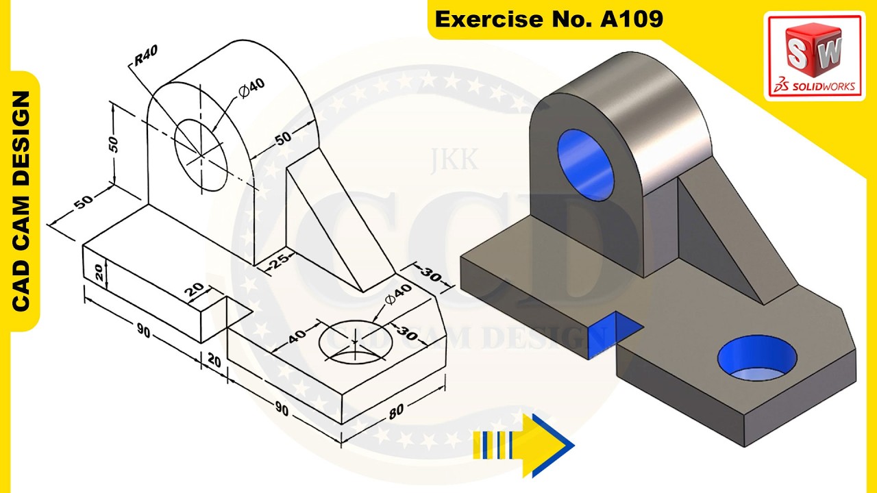 SolidWorks Tutorial for beginners Exercise A109
