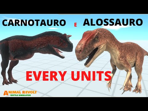 Alossauro e Carnotauro vs Todas as Unidades   Every Units   Animal Revolt Battle Simulator