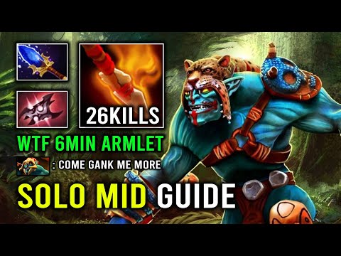 How to Solo MId Huskar Against 2 Ganker with 6Min Armlet Unlimited Burn DPS Dota 2